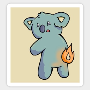 Sad Burning Koala Bear Sticker